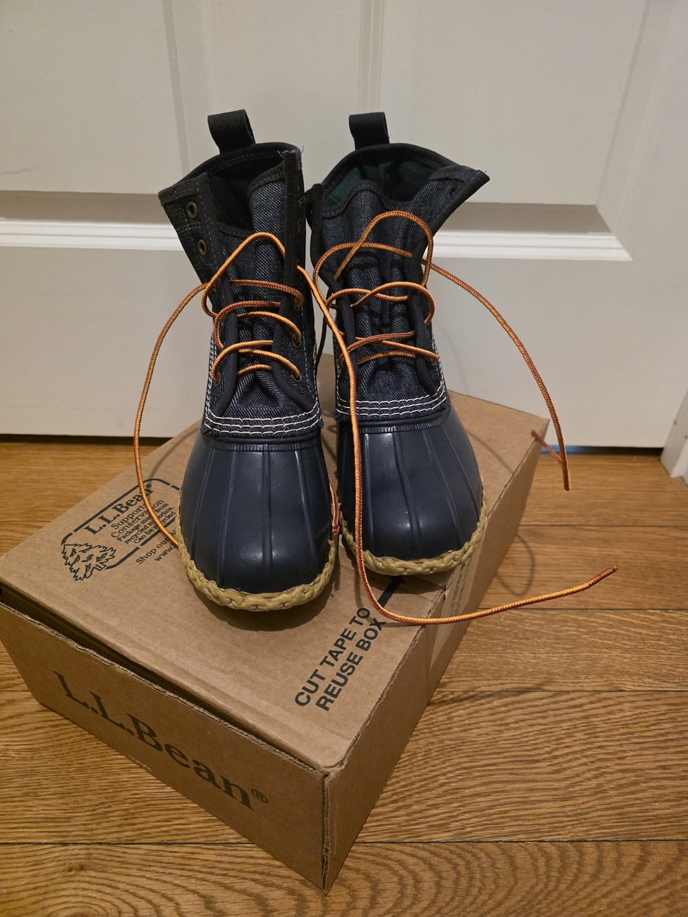 L.L. Bean Women's Bean Boot 8" Denim Insulated Flannel Lined
